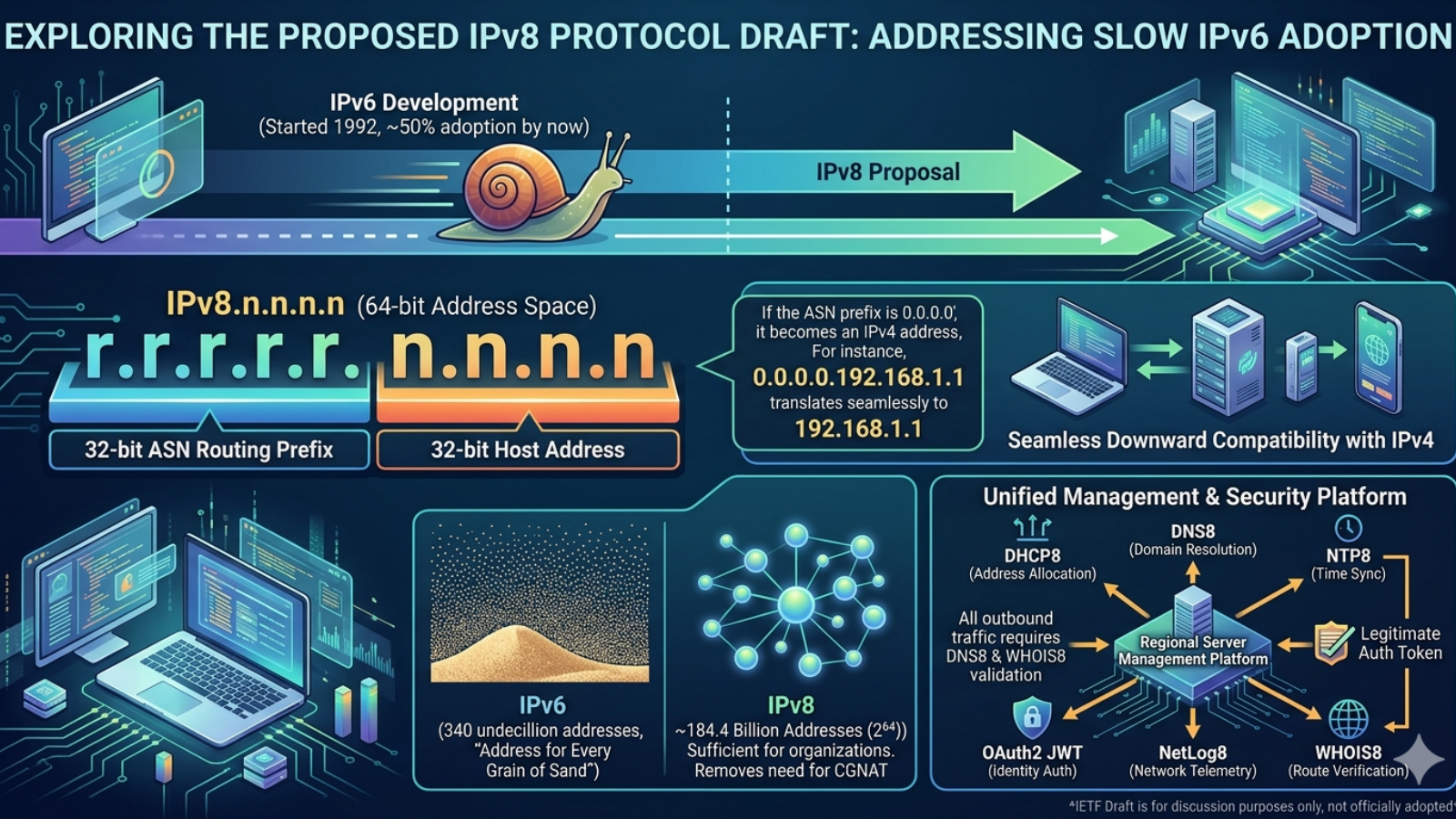 IETF收到IPv8协议草案 提供1844亿个IP地址 100%向下兼容IPv4协议