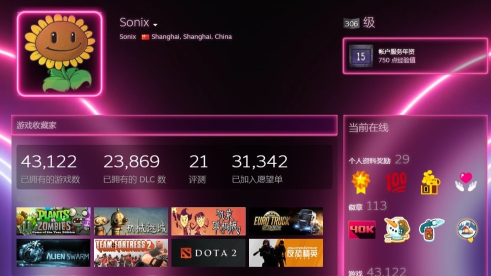 Steam全球第一"收藏家"来自上海 4.3万款游戏 库存价值500万