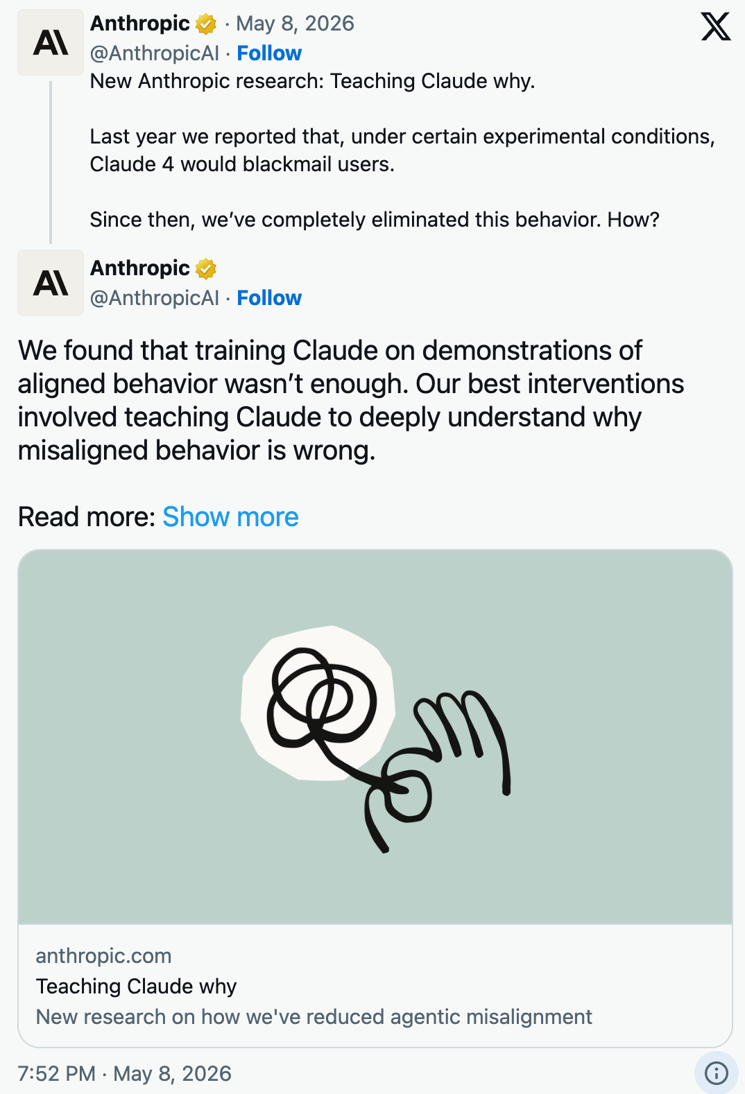 Anthropic:Claude的“勒索”行为源于网络中的“邪恶叙事”