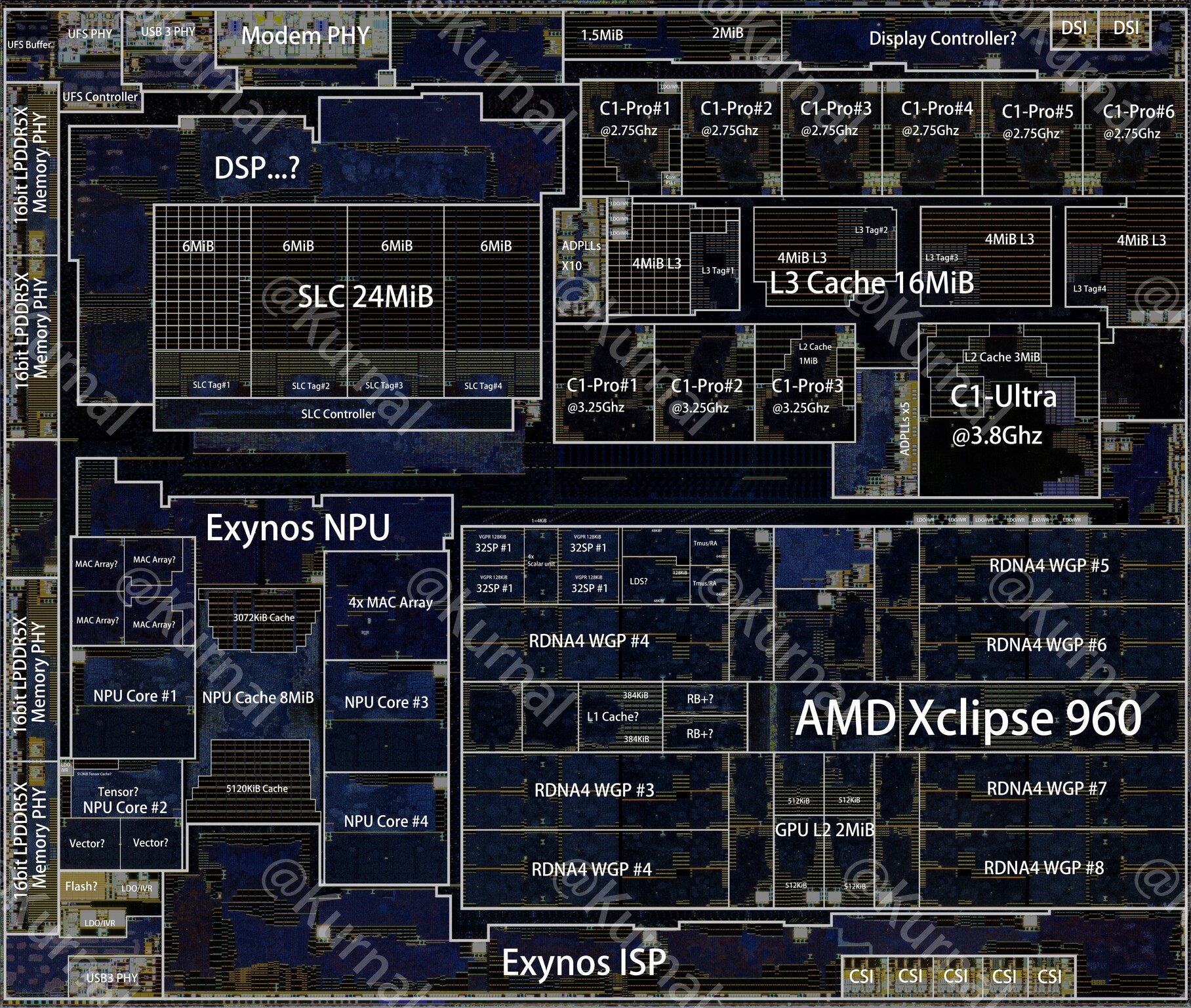 三星Exynos 2600芯片内部结构曝光 三层异构多核搭配AMD RDNA 4集成显卡