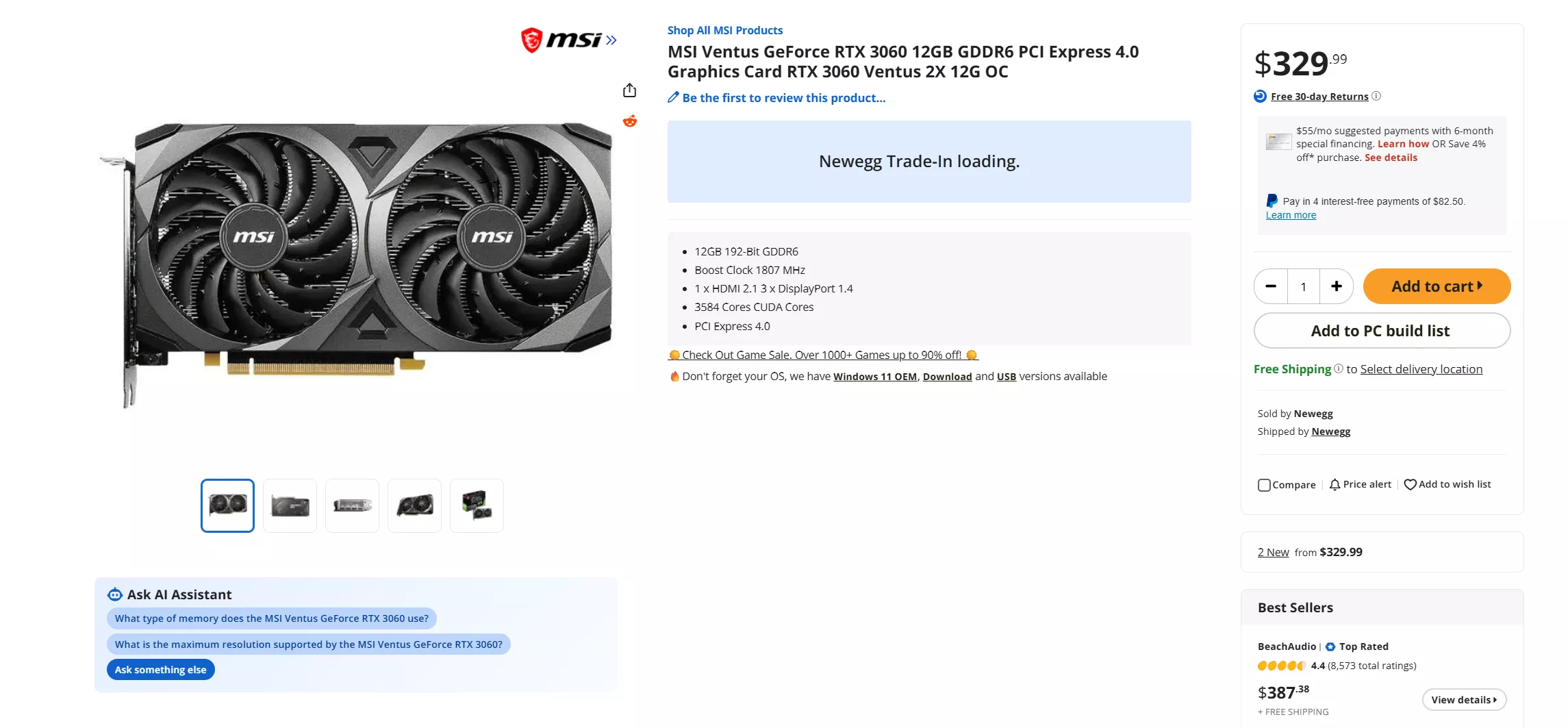 RTX 3060以原始定价重返美国零售市场