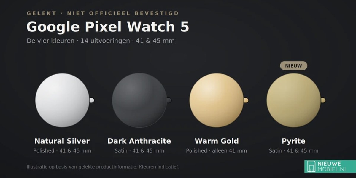 Google Pixel Watch 5配色与售价曝光 或迎来全线涨价