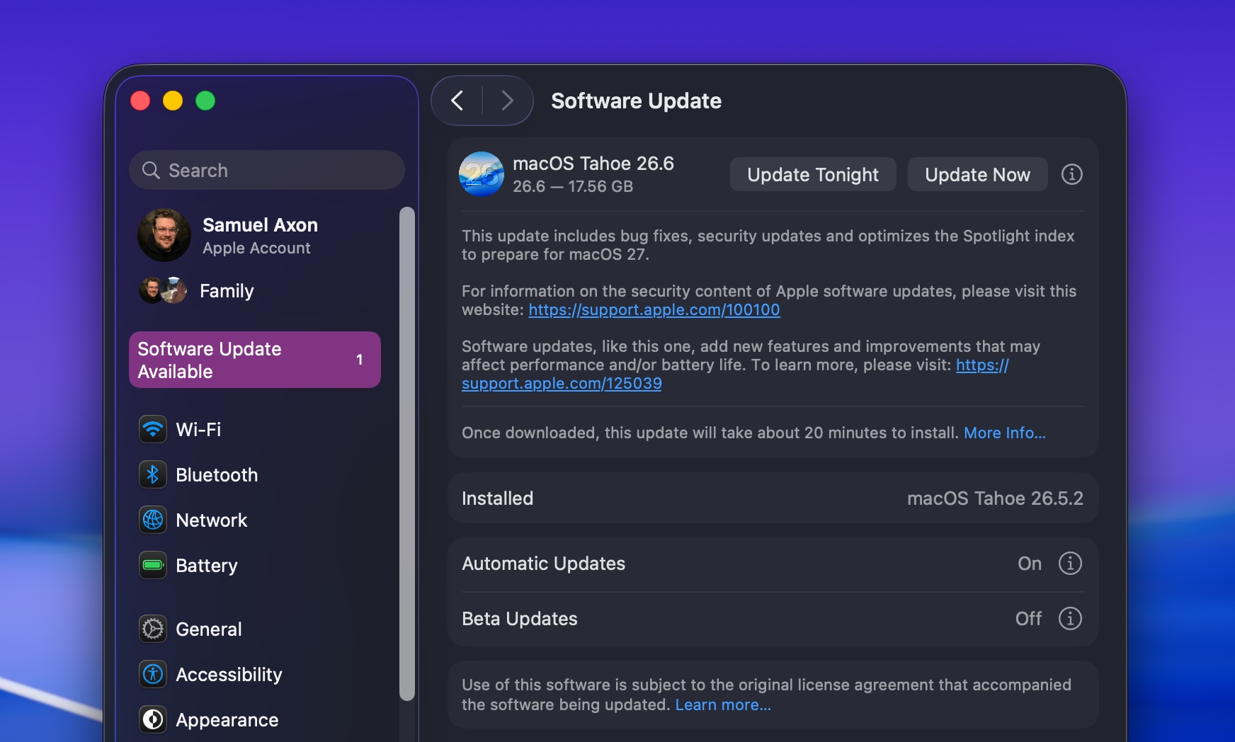 苹果发布macOS Tahoe 26.6 侧重于修复与优化