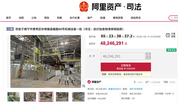 哪吒汽车工厂设备降价20%二拍依旧零报名