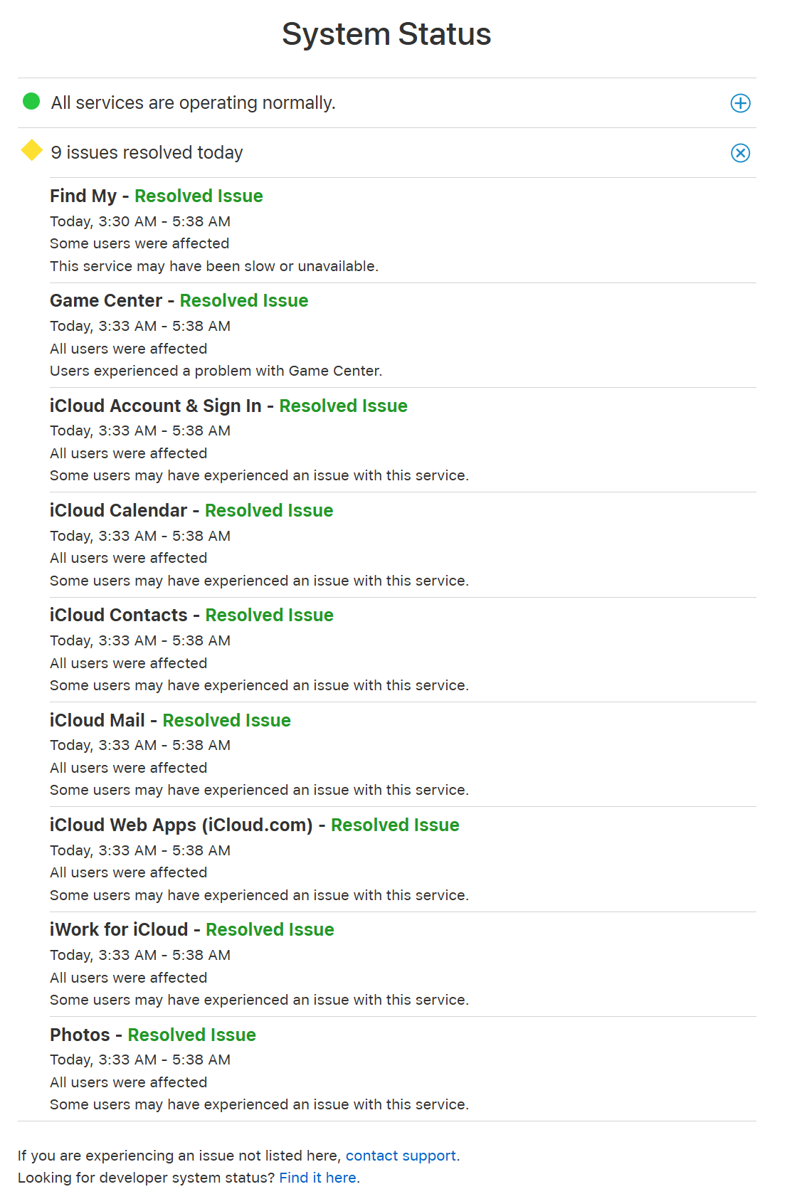 苹果多项核心服务遭遇突发宕机 iCloud、游戏中心及“Find My”等均受波及