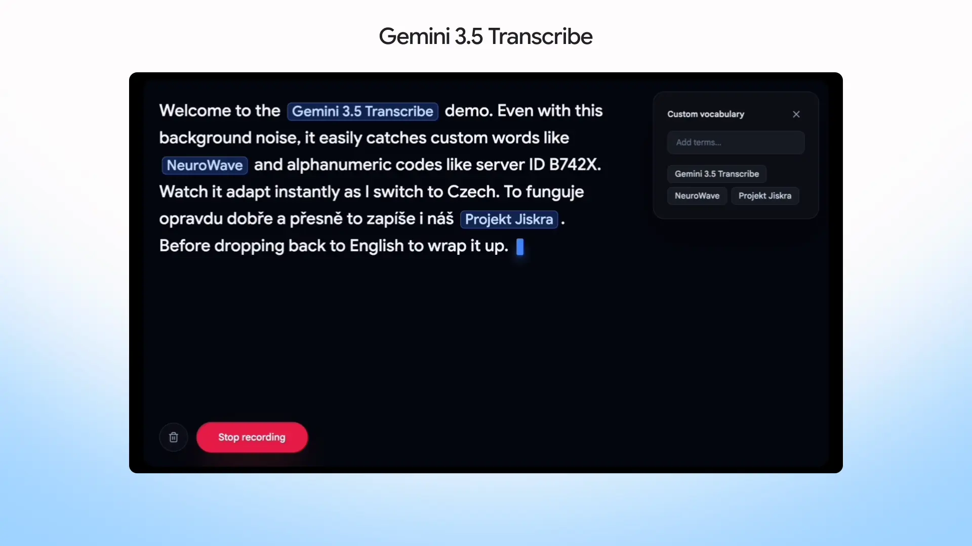 Google推出Gemini 3.5 Transcribe 语音转文字准确度进一步提升