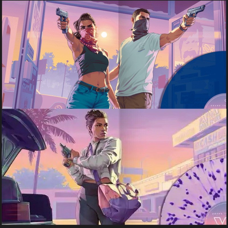 R星放出《GTA6》露西娅与杰森多张全新艺术插画