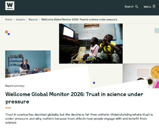 全球科学信任度跌破疫情前水平 经济困难群体信心下降最明显