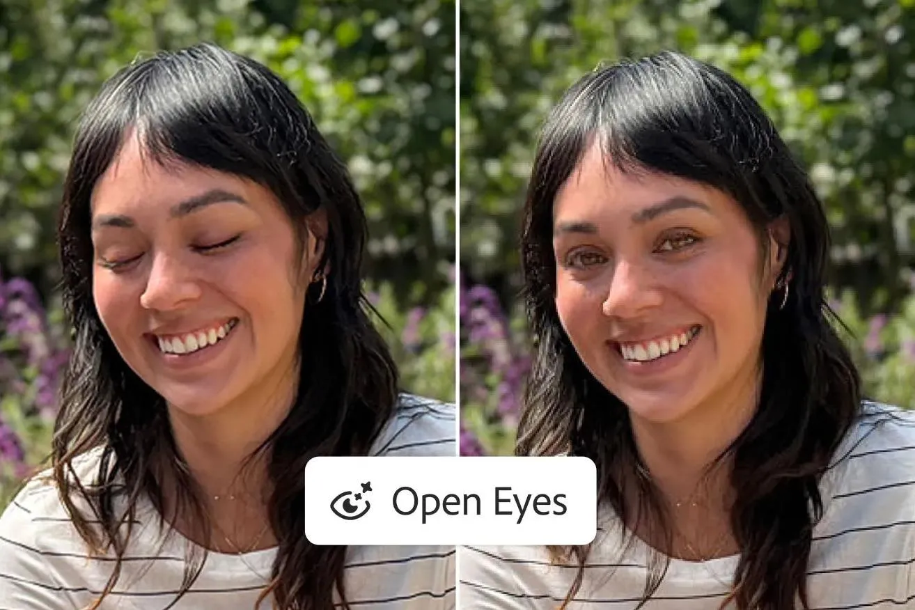 Adobe Lightroom移动版新增“睁眼”AI修图 轻点即可修复合照中的闭眼人像