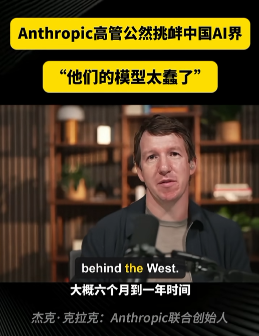 Anthropic联合创始人:中国模型目前落后西方约6个月到一年 因为"太蠢"
